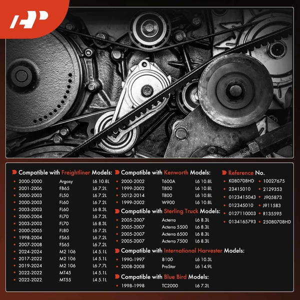 70.74 inch Heavy Duty Serpentine Belt for Kenworth T800 Blue Bird Freightliner