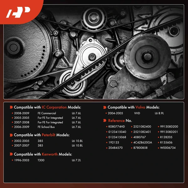 77.25 inch Heavy Duty Serpentine Belt for Ford F-650 F-750 2004-2009 Freightliner