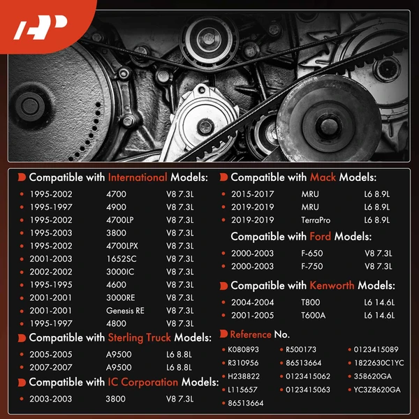 89.28 inch Serpentine Belt for Ford F-650 F-750 International 4700 Mack MRU Kenworth