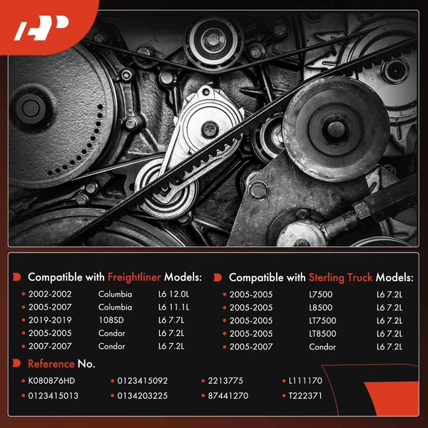 87.63 inch Heavy Duty Serpentine Belt for Freightliner Columbia 05-07 Sterling Truck