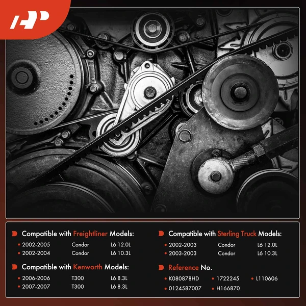 87.82 inch Heavy Duty Serpentine Belt for Kenworth T300 Freightliner Sterling Truck