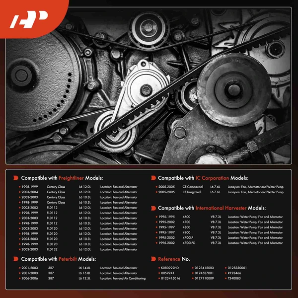 92.16 inch Heavy Duty Serpentine Belt for Freightliner International Harvester