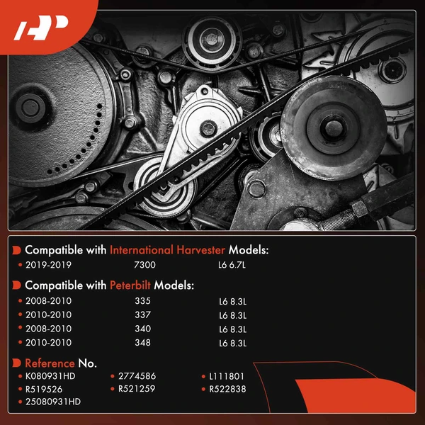 93.11 inch Heavy Duty Serpentine Belt for International Harvester 7300 Peterbilt
