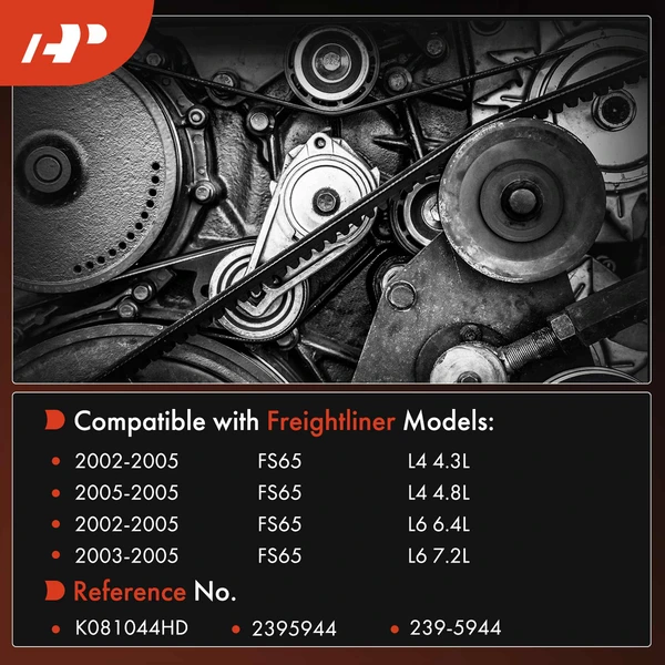 104.4 inch Air Conditioning Heavy Duty Serpentine Belt for Freightliner FS65 02-05