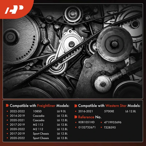 105.16 inch Heavy Duty Serpentine Belt for Freightliner 108SD Western Star 5700XE