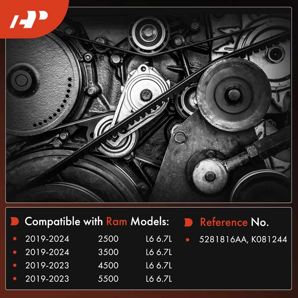 124.45 Inches Serpentine Belt for Ram 2500 3500 2019-2024 4500 5500 2019-2023 L6 6.7L