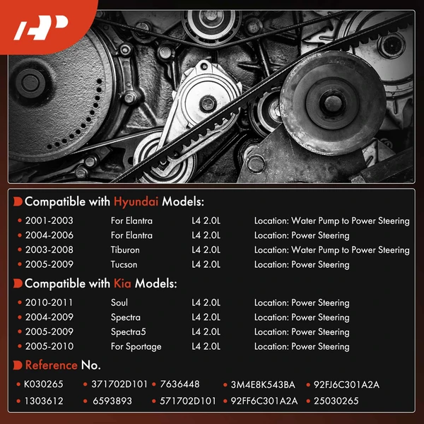 26.55 inch Serpentine Belt for Hyundai Elantra 01-06 Tucson Kia Soul Sportage 2.0L