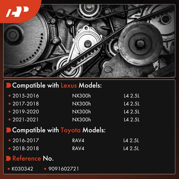 34.29 inch Serpentine Belt for Toyota RAV4 2016-2018 Lexus NX300h 2015-2021 L4 2.5L