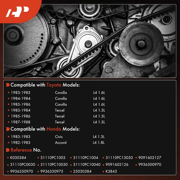 38.52 inch Serpentine Belt for Honda Civic 1983 Accord 1982-1983 Toyota Corolla Tercel