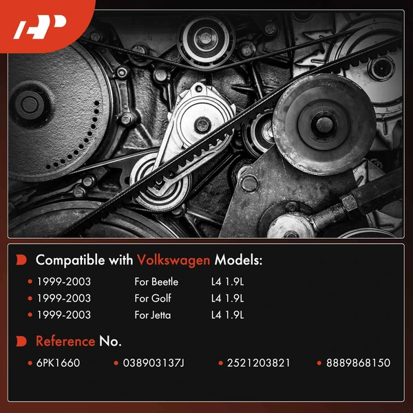 65.52 inch Serpentine Belt for Volkswagen Jetta Beetle Golf 1999-2003 L4 1.9L