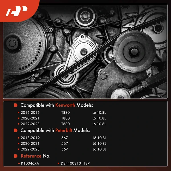 46.73 inch Fan Serpentine Belt for Peterbilt 567 2018-2023 Kenworth T880 L6 10.8L