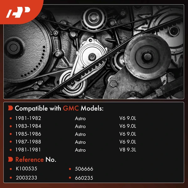 53.48 inch Fan Serpentine Belt for GMC Astro 1981-1988 9.0L 9.3L with Fluid Fan Clutch
