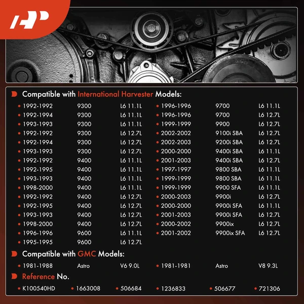 53.96 inch Heavy Duty Serpentine Belt for GMC Astro International Harvester 9800 SBA