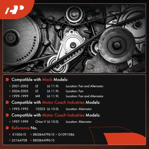 61.02 inch Serpentine Belt for Mack LE 01-02 04-05 MR Motor Coach Industries 102D3