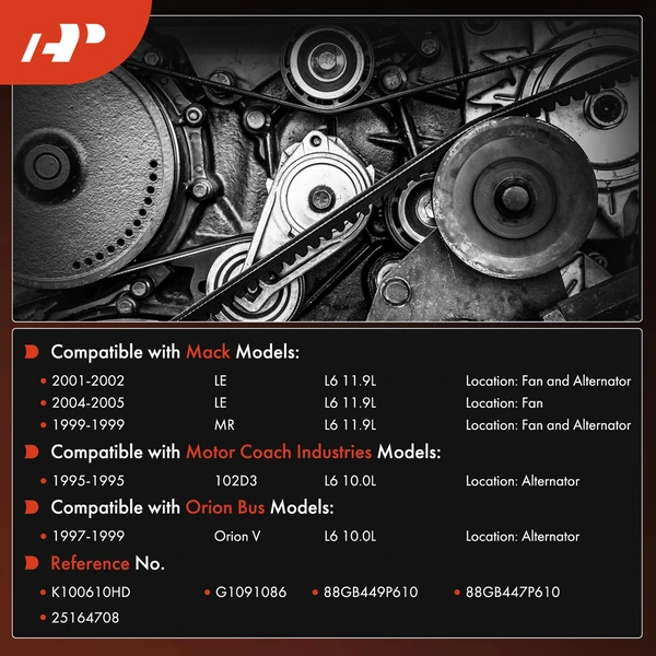 61.02 inch Heavy Duty Serpentine Belt for Mack LE 01-02 04-05 MR Orion Bus Orion V