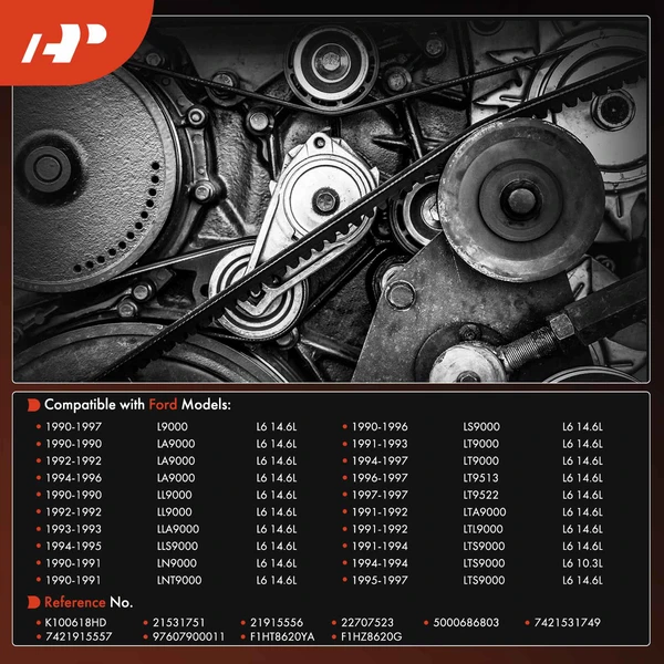 61.83 inch Heavy Duty Fan Serpentine Belt for Ford L Series Truck LTS9000 1991-1997