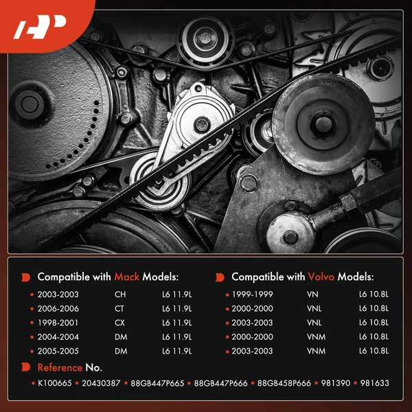 66.53 inch Serpentine Belt for Volvo VN 1999 VNM VNL 2000 2003 Mack CT 2006 CX CH DM