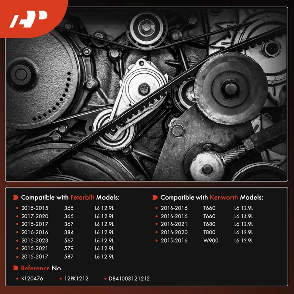 47.72 inch Serpentine Belt for Kenworth T660 T680 T800 T880 Peterbilt 365 367 384