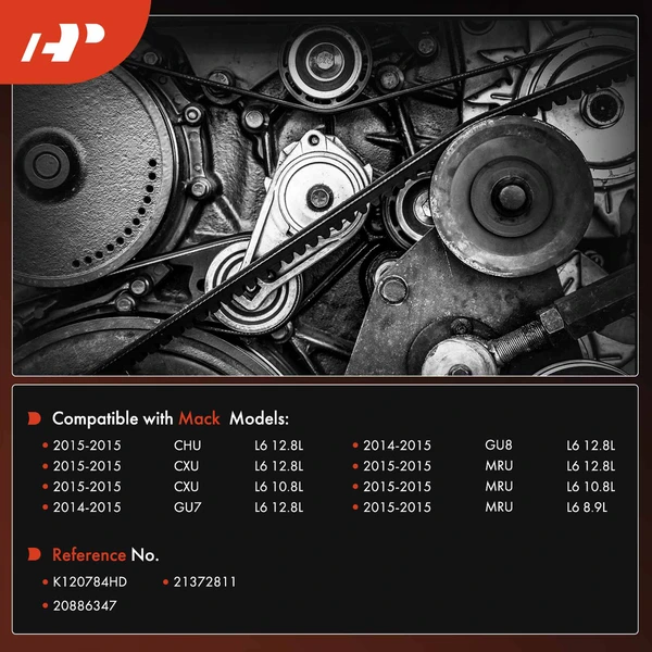 78.44 inch Fan & Water Pump Heavy Duty Serpentine Belt for Mack GU7 GU8 MRU CXU CHU
