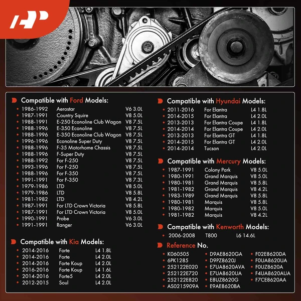 50.49 Inch Serpentine Belt for Ford F-250 F-350 Hyundai Elantra Kia Soul Mercury
