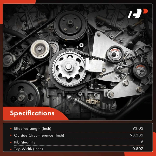 93.02 Inch Serpentine Belt for Chevy Silverado 1500 Tahoe Suburban Express 2500