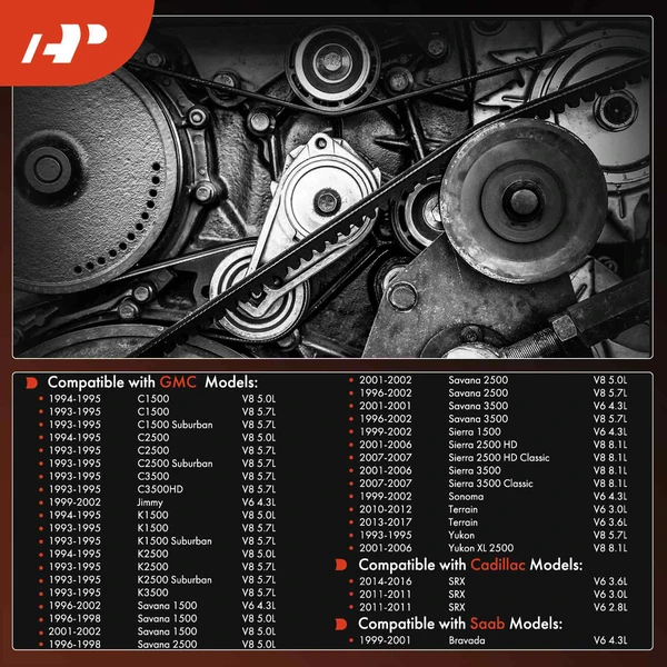 95.02 Inch Serpentine Belt for GMC Terrain C1500 C2500 C3500 K1500 K2500 Yukon GAS