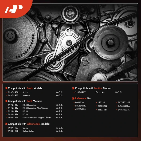 111.99 inch Serpentine Belt for Ford F-250 F-350 E-350 Econoline Oldsmobile Buick