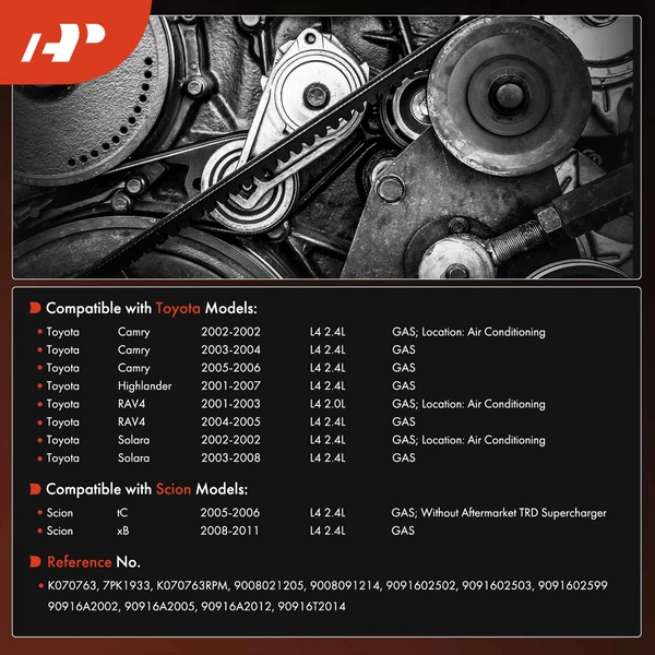 76.25 Inch Serpentine Belt for Toyota Camry RAV4 Highlander Solara Scion tC xB GAS