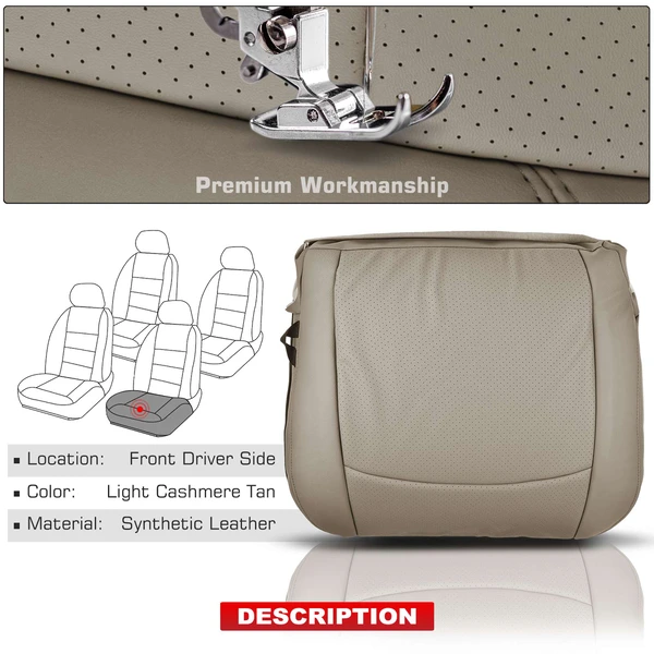 Front Driver Seat Cover for Cadillac Escalade EXT ESV 07-14 Light Cashmere Tan