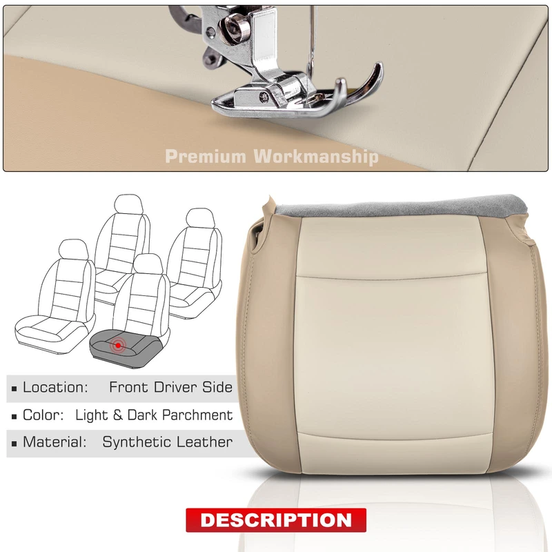 Front Driver Seat Cover for Ford Explorer 2006-2008 Light & Dark Parchment Tan