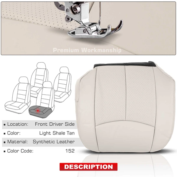 Front Driver Seat Cover for Cadillac Escalade ESV EXT Light Shale Tan