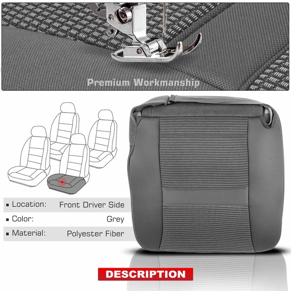 Front Driver Seat Cover for Dodge Ram 2500 3500 07-09 4500 5500 08-10 Grey