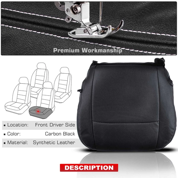 Front Driver Seat Cover for Dodge Ram 1500 2500 Laramie SLT 09-10 Dark Slate