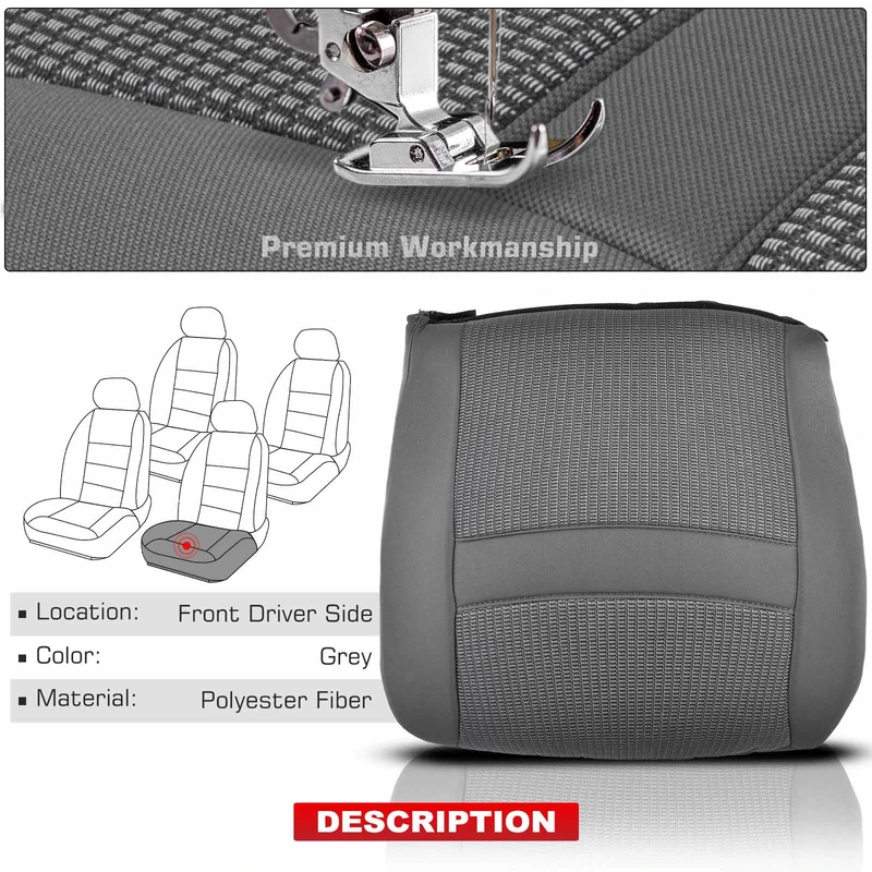 Front Driver Seat Cover for Dodge Ram 1500 2007-2008 Grey Cloth