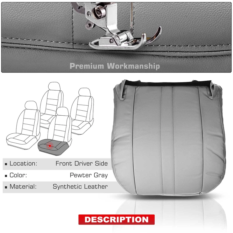 Front Driver Seat Cover for Chevy Express 1500 2500 3500 GMC Pewter Gray