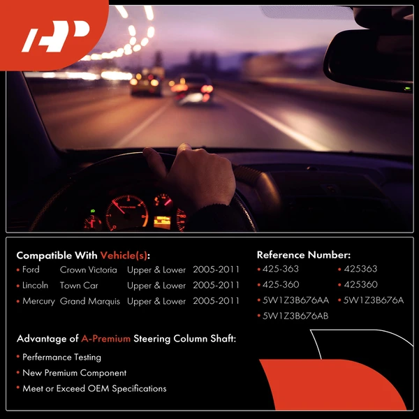 2 Pcs Upper & Lower Steering Shaft for Ford Crown Victoria Lincoln Town Car