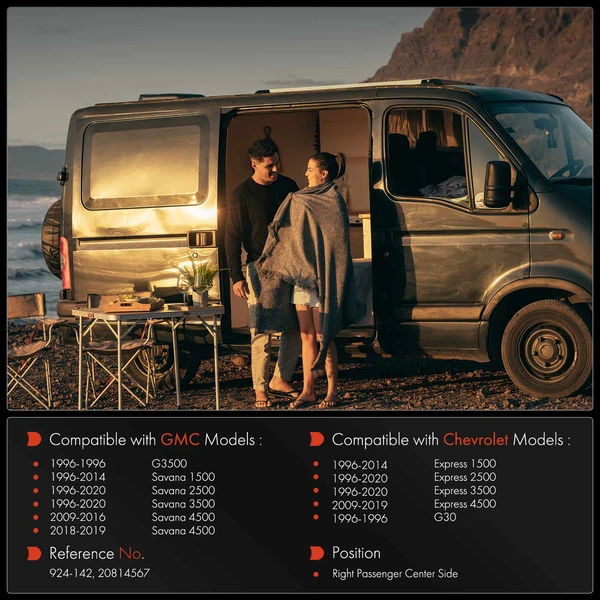 Passenger Center Sliding Door Roller Bracket for Chevy Express 2500 96-20 GMC Savana