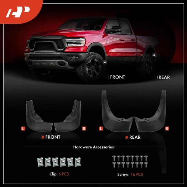 4 Pcs Front & Rear Splash Guards Mud Flaps for Honda Pilot 2016-2022 Passport 2019-2024