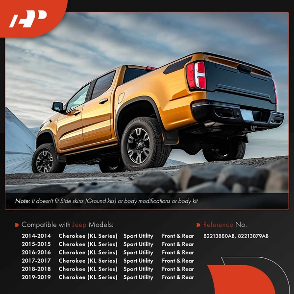 4 Pcs Front & Rear Side Splash Guards Mud Flaps for Jeep Cherokee KL 2014-2018