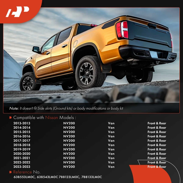 4 Pcs Front & Rear Splash Guards Mud Flaps for Nissan NV200 2013-2021