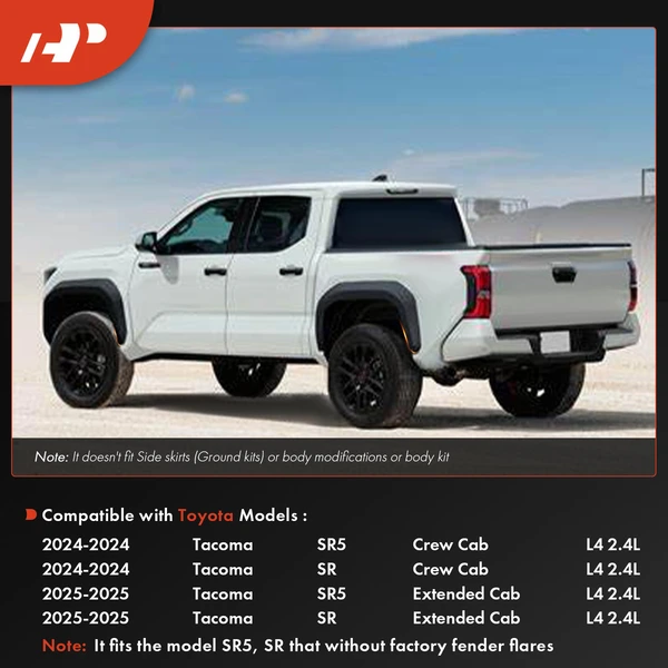 4 Pcs Front & Rear Mud Flaps Splash Guards Fender for Toyota Tacoma 2024 without Fender Flares