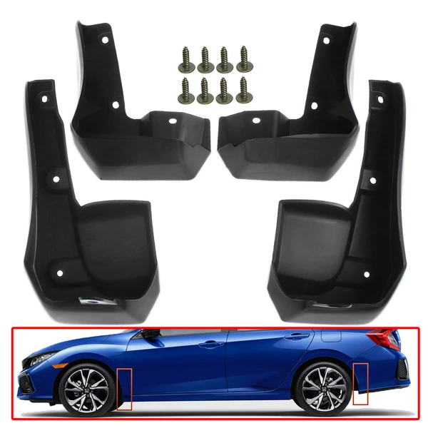 4 Pcs Front & Rear Mud Flaps Splash Guards for Honda Civic Si 2017-2019 Sedan 1.5L