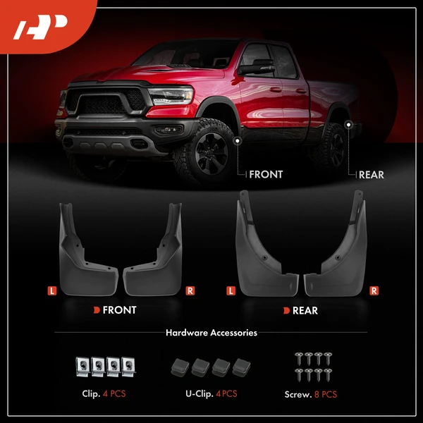 4 Pcs Front & Rear Mud Flaps Splash Guards with Fender Flares for Mercedes-Benz W167 GLE350 GLE500