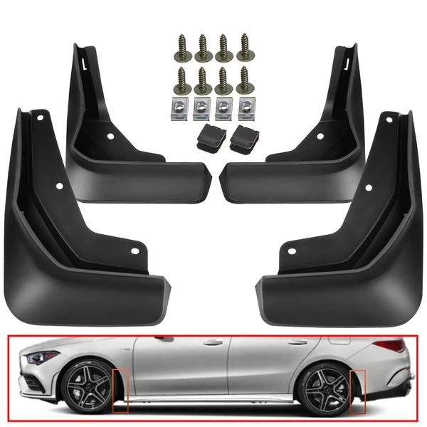 4 Pcs Front & Rear Mud Flaps Splash Guards for Mercedes-Benz CLA35 CLA45 AMG X118 2020 2021