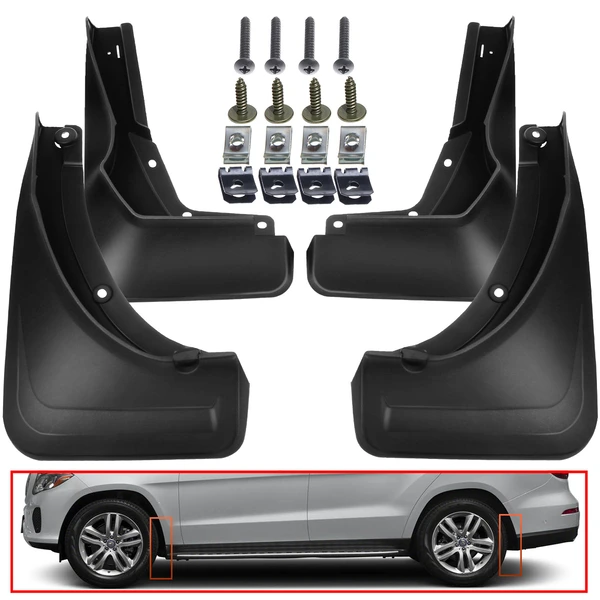 4 Pcs Front & Rear Mud Flaps Splash Guards without Fender Flares for Mercedes-Benz X167 GLS450 GLS580 2020-2021