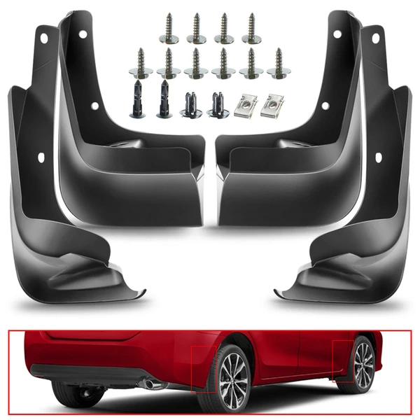 4 Pcs Front & Rear Mud Flaps Splash Guards without Fender Flares for Toyota Corolla 2014-2017 Sedan