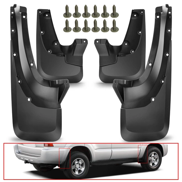 4 Pcs Front & Rear Mud Flaps Splash Guards for Toyota 4Runner Sport SR5 2005-2009