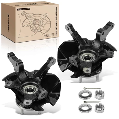 2 Pcs Front Steering Knuckle & Hub Bearing