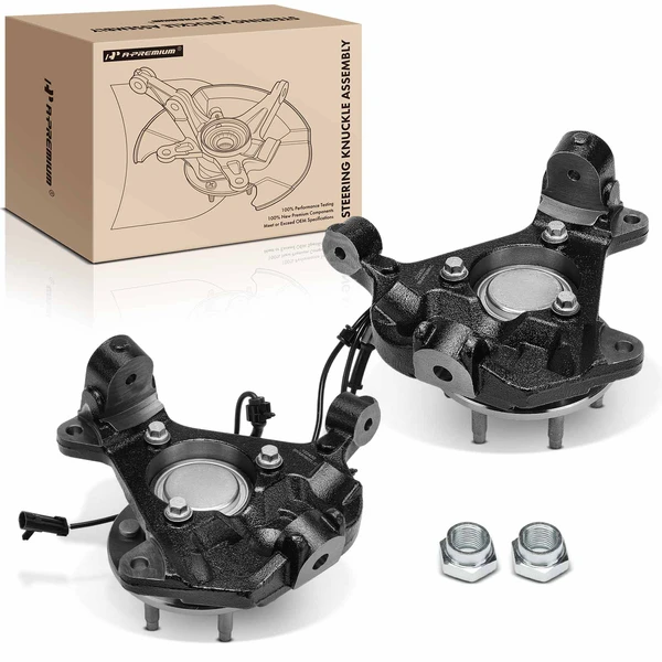 2 Pcs Front Steering Knuckle & Hub Bearing for Chevy Silverado 1500 GMC Cadillac