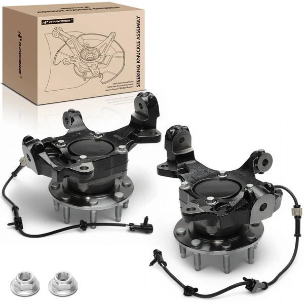 2 Pcs Front Steering Knuckle & Hub Bearing for Chevy Silverado 1500 HD GMC Sierra 2500